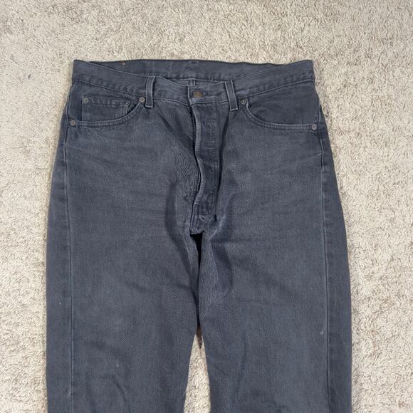 Vintage Levis 501 Jeans Mens 35X34 Black Straight Button Fly Denim Pants 90s USA - Picture 2 of 13